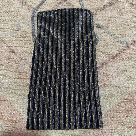 Vintage Blue and silver striped beaded bag - Picture 10 of 10